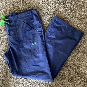 Navy Blue Drawstring Bottoms with Green Accent